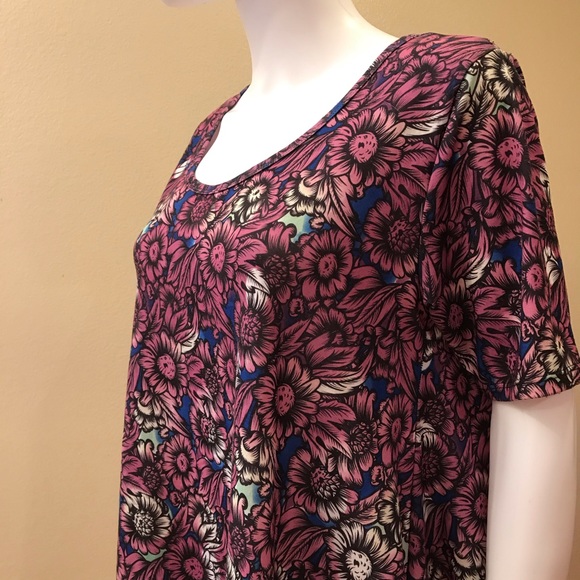 Lularoe Perfect T Tunic Womens Size Small Purple Floral Short Sleeve Relaxed Fit - Picture 10 of 13